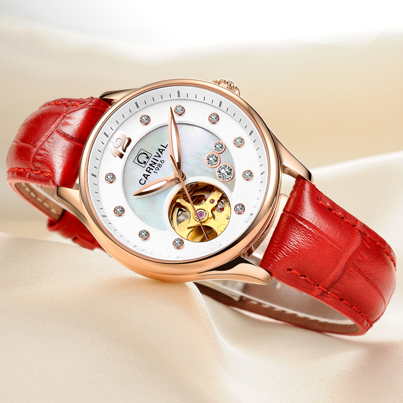 Skeleton Mechanical Watch - 스위스 카니발 럭셔리 여성용 시계 MIYOTA