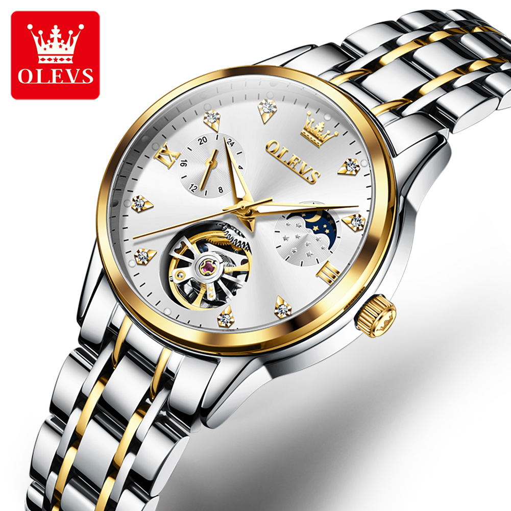 Skeleton Mechanical Watch - OLEVS 6608 스켈레톤 디자인의 여성용 자동