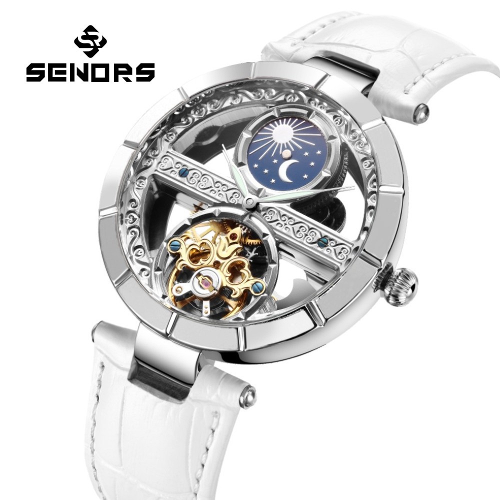 Skeleton Mechanical Watch - 여성용 럭셔리 방수 스켈레톤 뚜르비옹 기계식