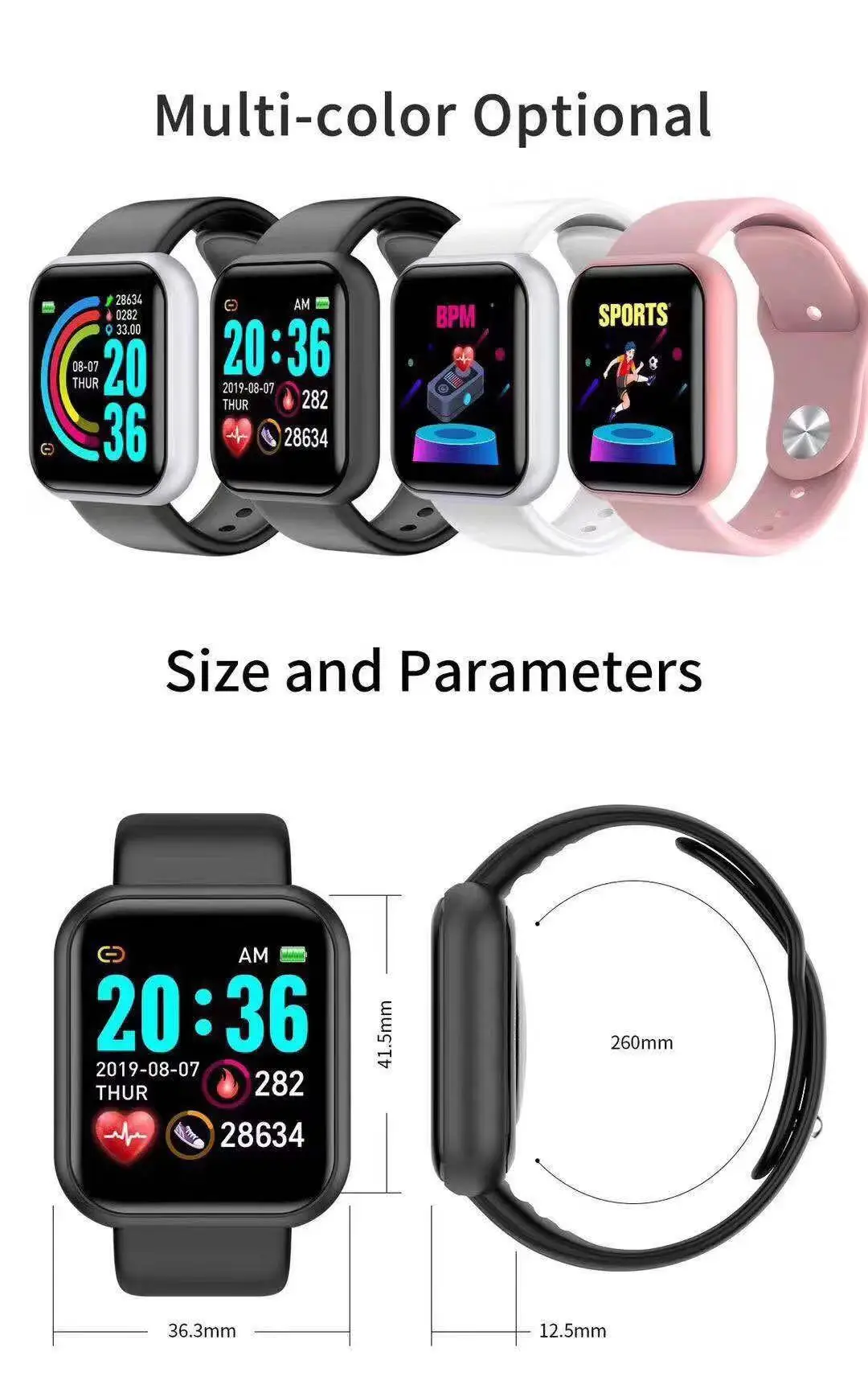 Watch Smart Y68 - D20 Pro 스마트워치 남성용 Y68 스마트워치,