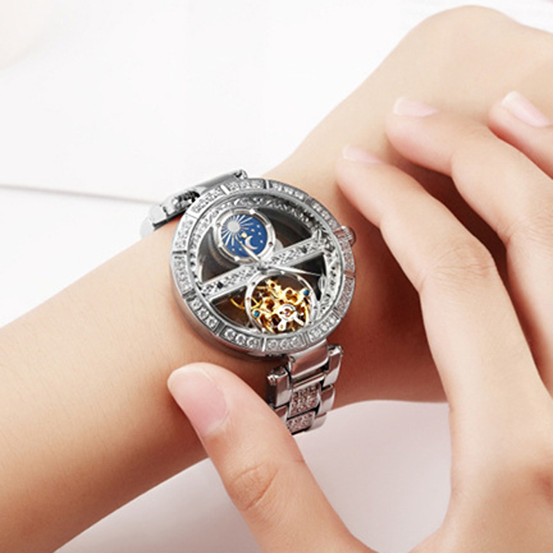 Skeleton Mechanical Watch - 숙녀 시계 자동 여성 럭셔리 패션