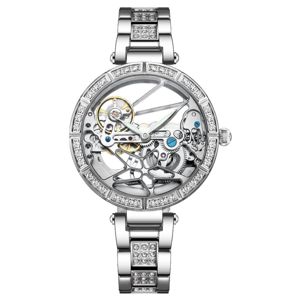 Skeleton Mechanical Watch - 럭셔리 스켈레톤 실버 다이얼 패션 시계
