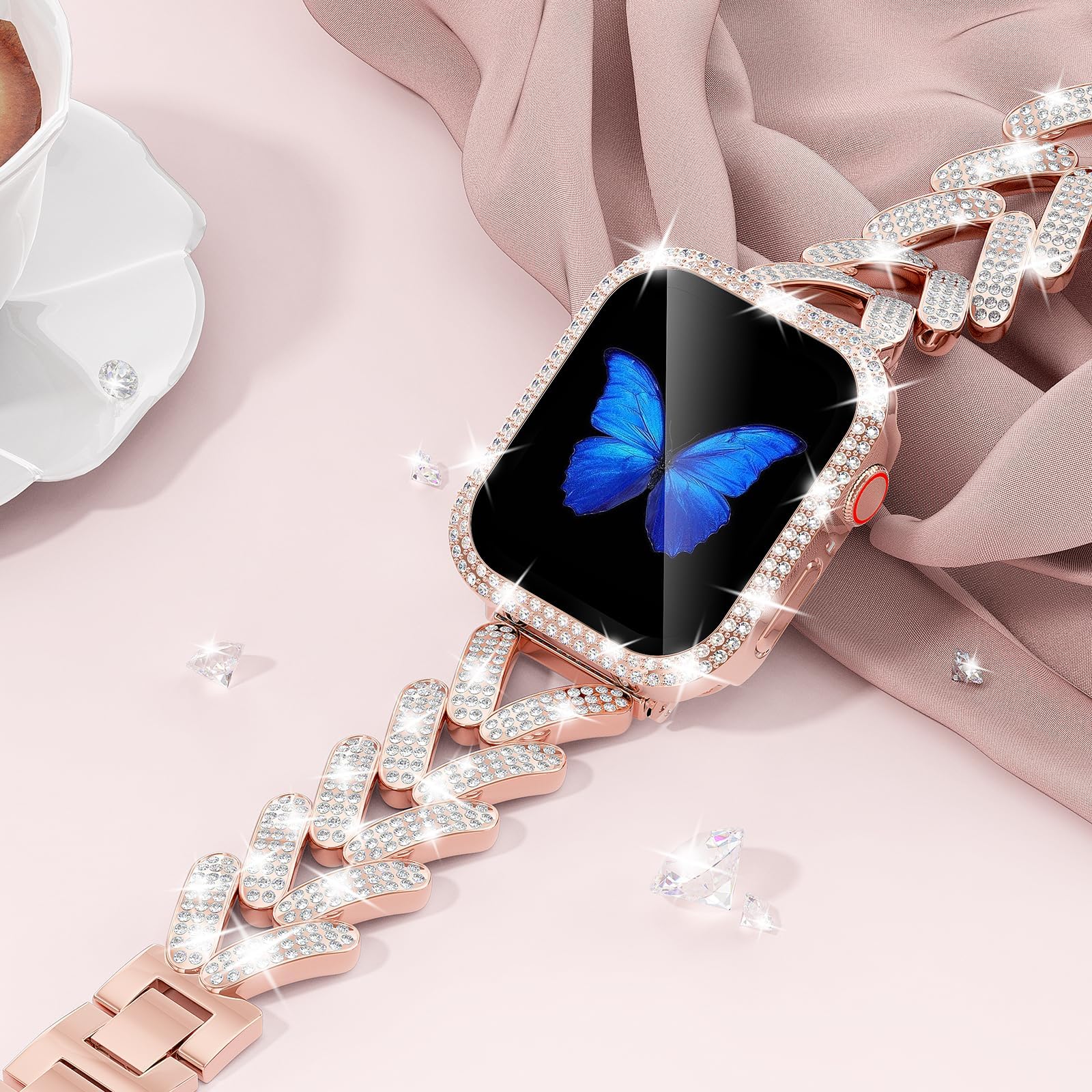 애플 워치 스트랩용 블링 밴드, 다이아몬드 금속 팔찌, - Smartwatch Slim Watches For Men 리뷰 및 가격