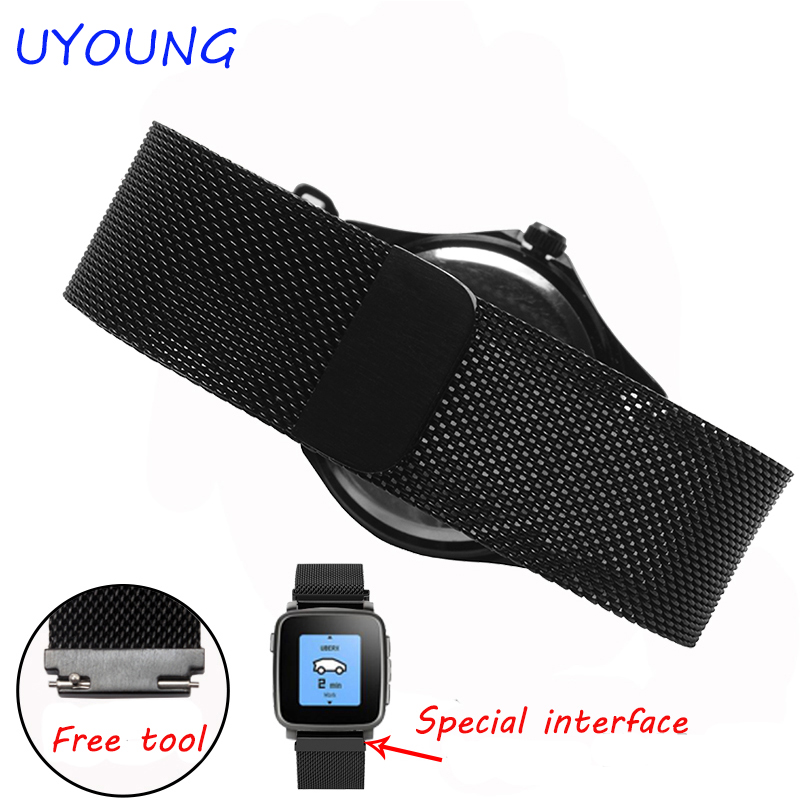 페블 타임 라운드용 밀라노 루프 스트랩, 남성용 스테인 - Smartwatch Pebble Watches 리뷰 및 가격