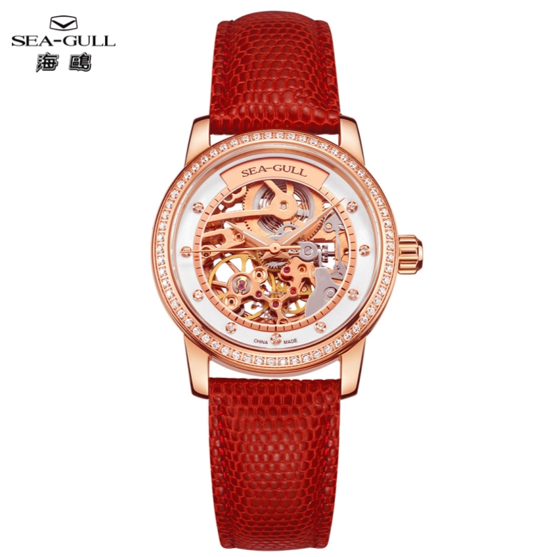 Sea-Gull 패션 여성용 기계식 시계 레드 럭셔리  - Skeleton Mechanical Watch 리뷰 및 가격