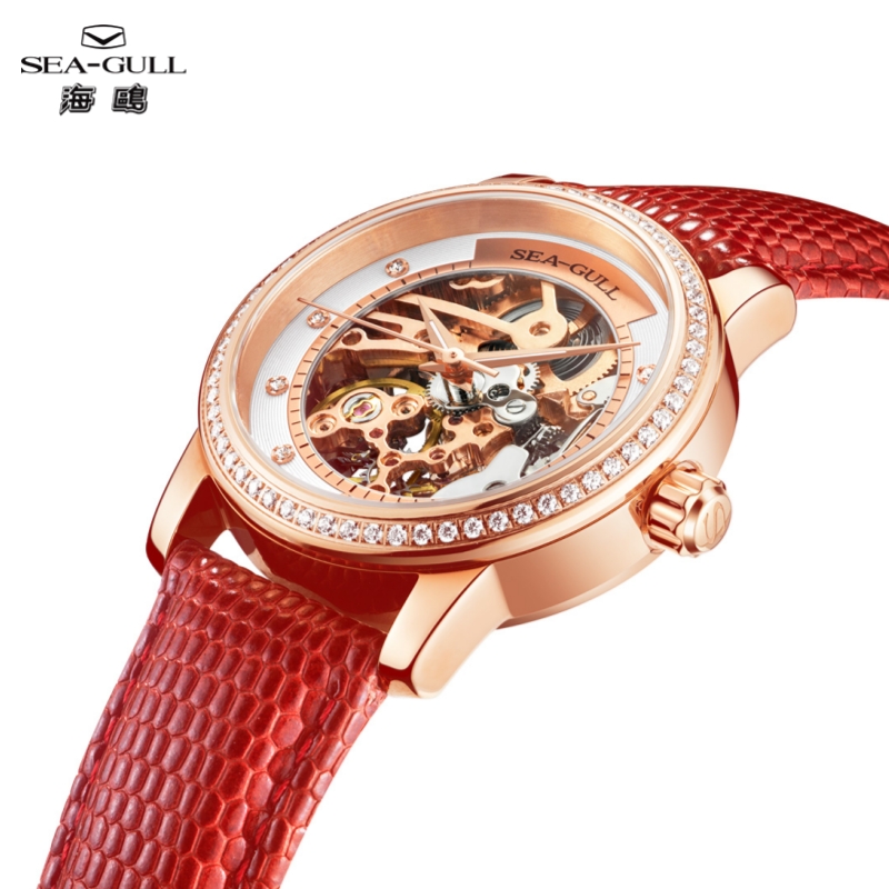 Sea-Gull 패션 여성용 기계식 시계 레드 럭셔리  - Skeleton Mechanical Watch 리뷰 및 가격