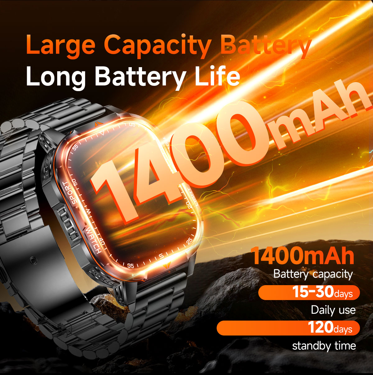 남성용 군용 스마트워치, 1400mAh 배터리, 10A - Smartwatch Military Watches For Men 리뷰 및 가격
