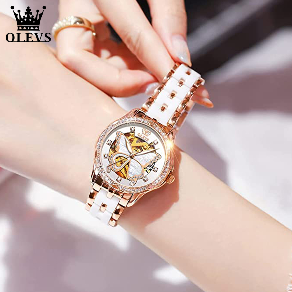 OLEVS 여성용 자동 시계, 스켈레톤 기계식 숙녀 우 - Skeleton Mechanical Watch 리뷰 및 가격